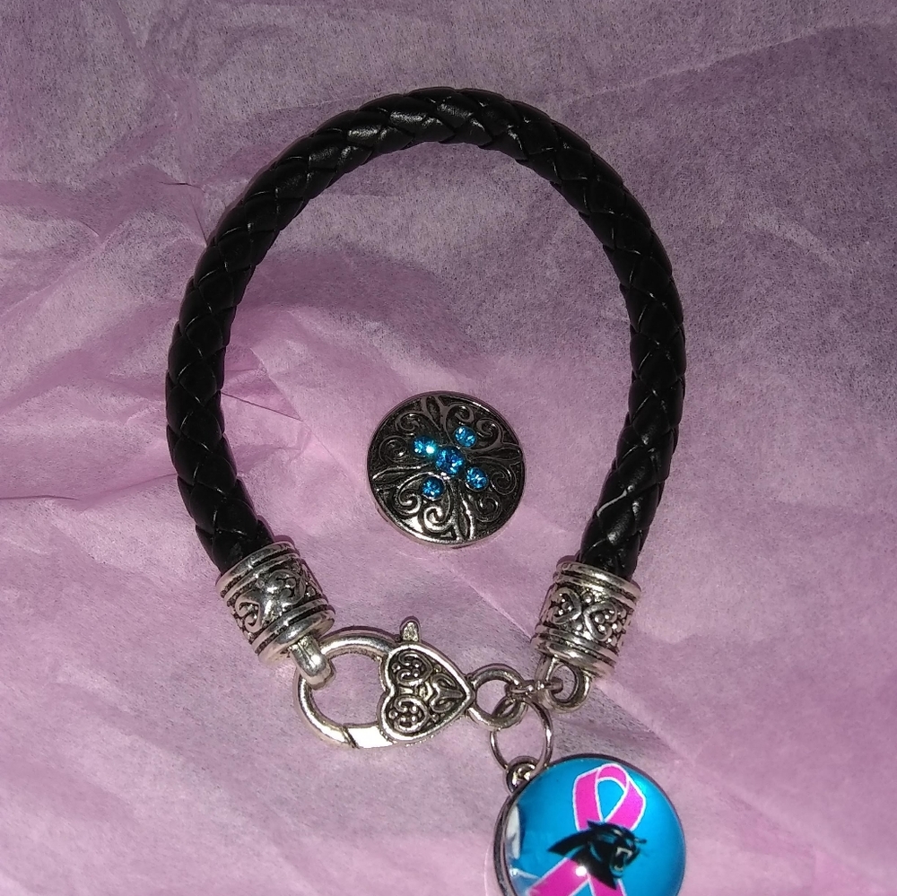 Black Leather Charm Bracelet